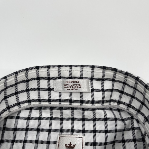 Peter Millar Shirt Men Medium White Black Check Button Up Long Sleeve Preppy - Picture 6 of 8